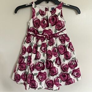 Girls Janie And Jack Rose Plum Floral Print Dress‎ With Tulle Lining Size 3